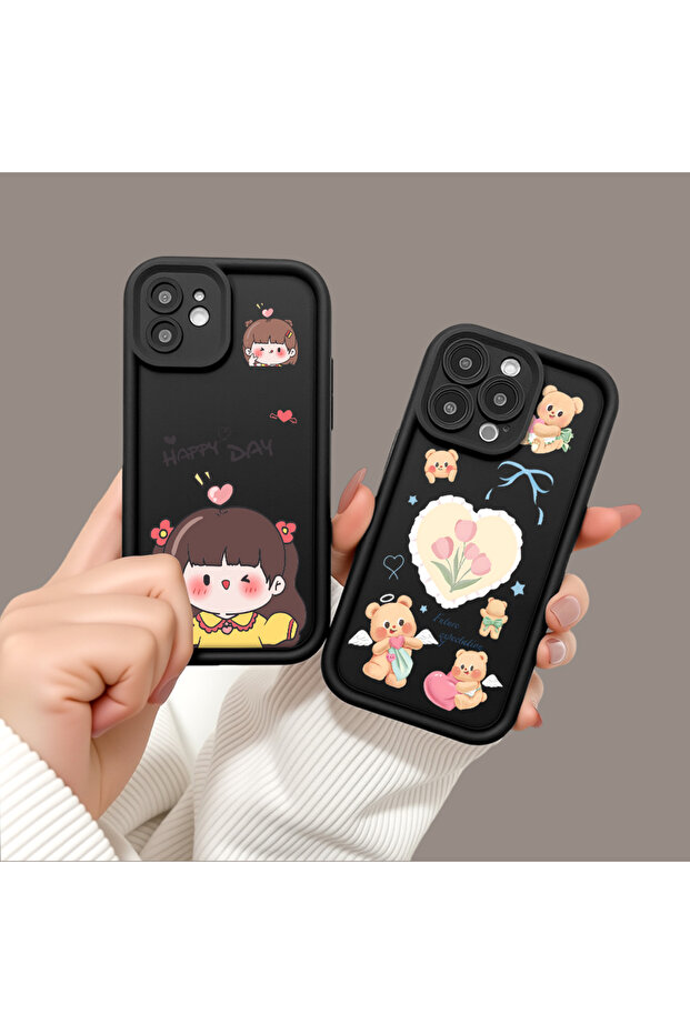 حافظة سيليكون سوداء متوافقة مع هاتف iPhone 16 ومقاومة للصدمات وذات نمط لطيف - 7