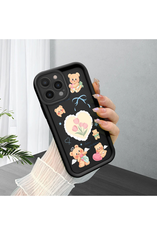 حافظة سيليكون سوداء متوافقة مع هاتف iPhone 14 Pro Max مقاومة للصدمات وذات نمط لطيف - 2