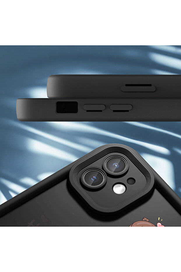 حافظة سيليكون سوداء متوافقة مع هاتف iPhone 16 Pro Max مقاومة للصدمات وذات نمط لطيف - 8