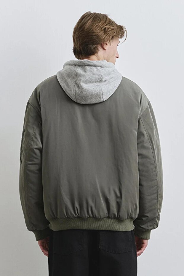 KAPÜŞONLU CEKET Smokey Olive - 4