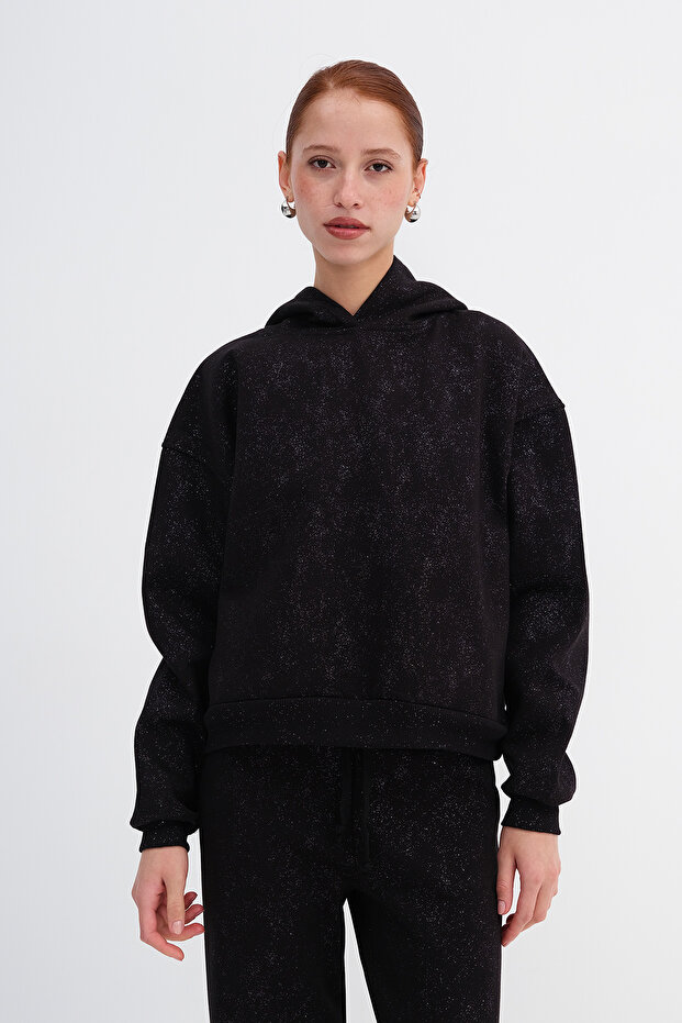 Simli Kapüşonlu Sweatshirt S12916 - 1