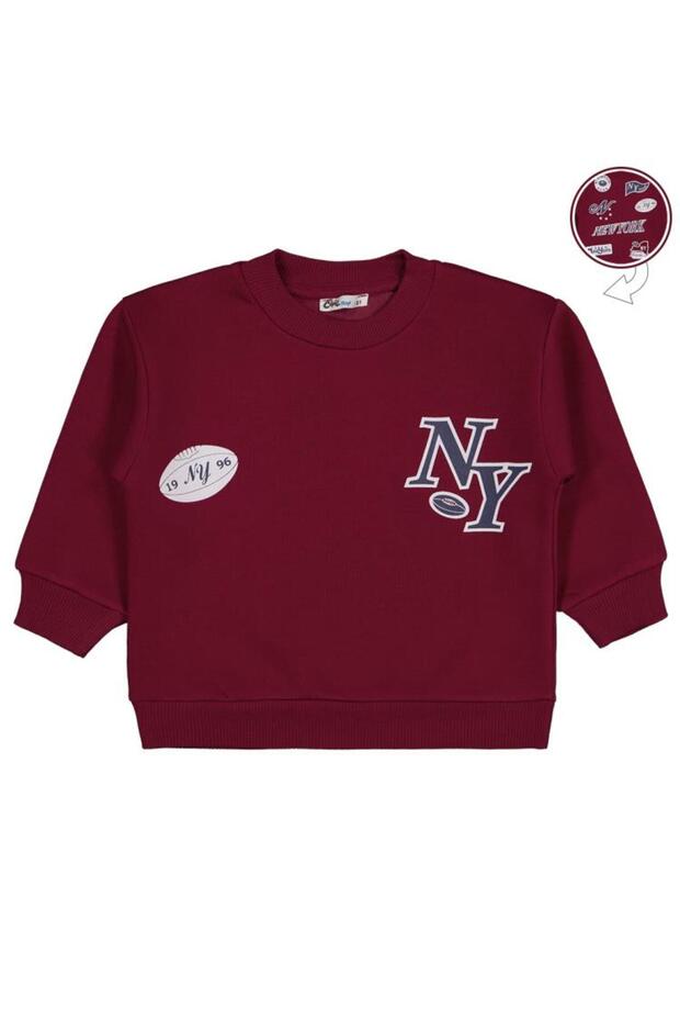 New York Printed 2-5 Years Old Sweatshirt - Burgundy 2-3 Years Old