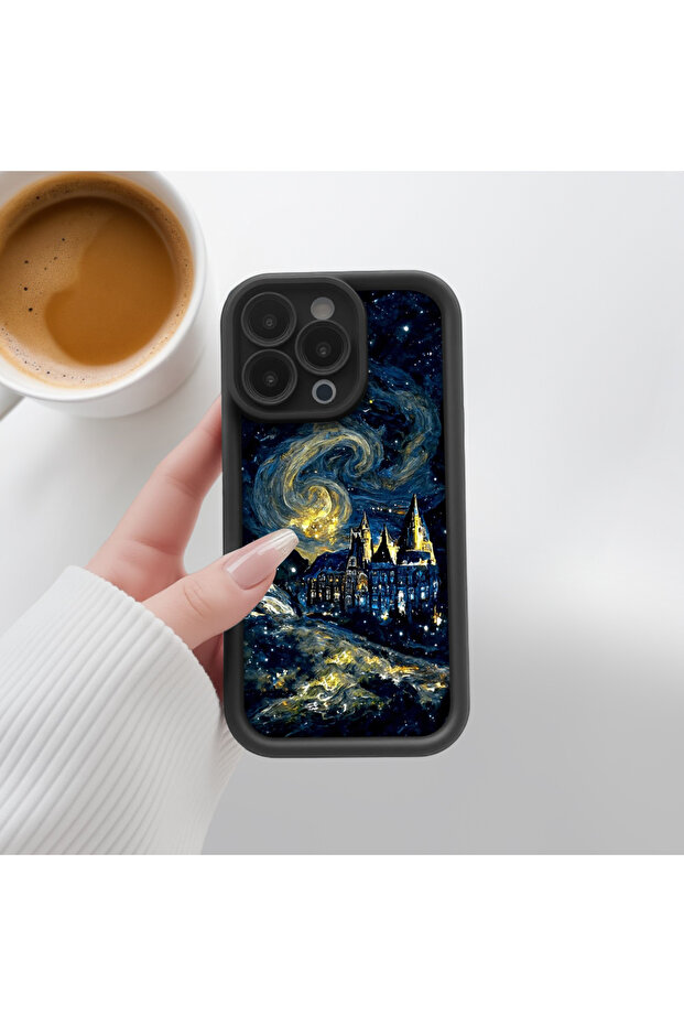 حافظة سيليكون سوداء بنمط السماء الساحرة المتوافقة مع هاتف iPhone 12 - 4