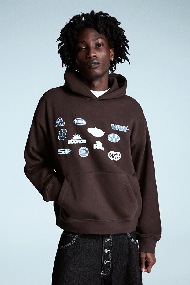 Baskılı kapüşonlu sweatshirt - 1