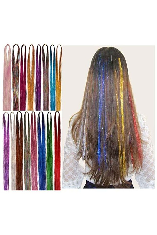 12 Colors 1800 Strands Hair Extension Tinsel Kit Glitter Hair Extensions for Women Girls Hair Access