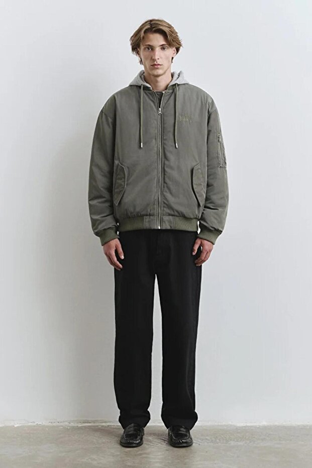 KAPÜŞONLU CEKET Smokey Olive - 5