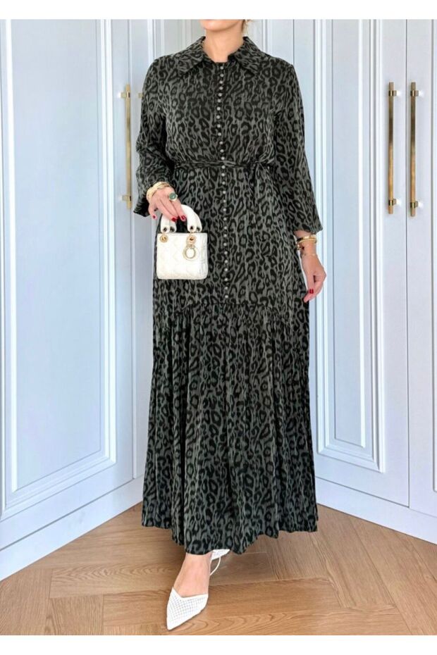 Silk Cupra Leopard Print Dress