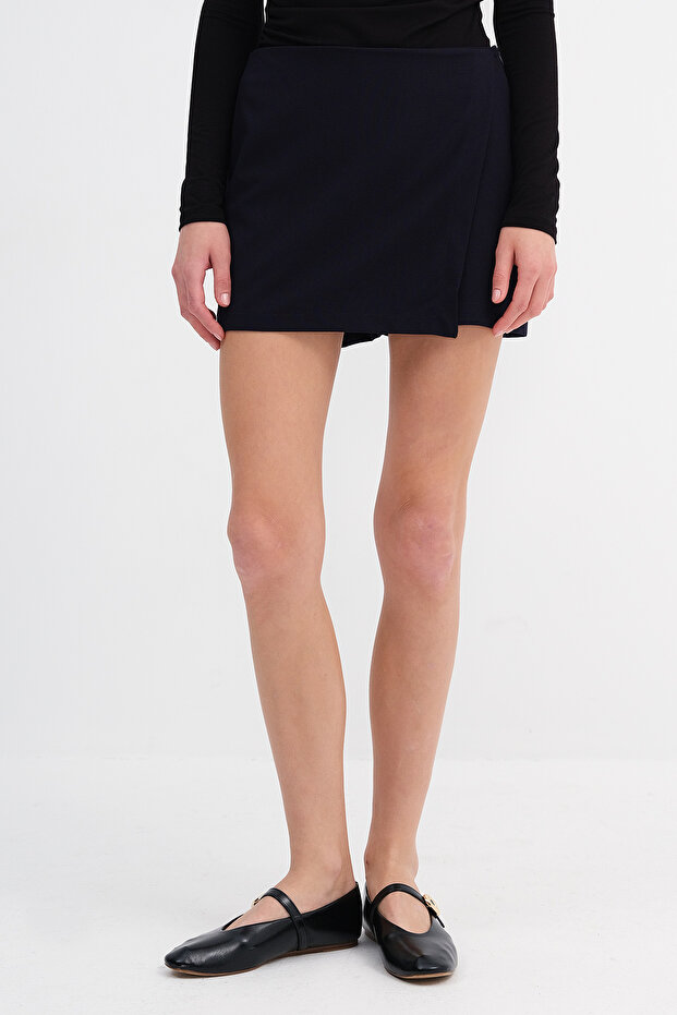 Fermuarlı Mini Şort Etek E8411 - 6