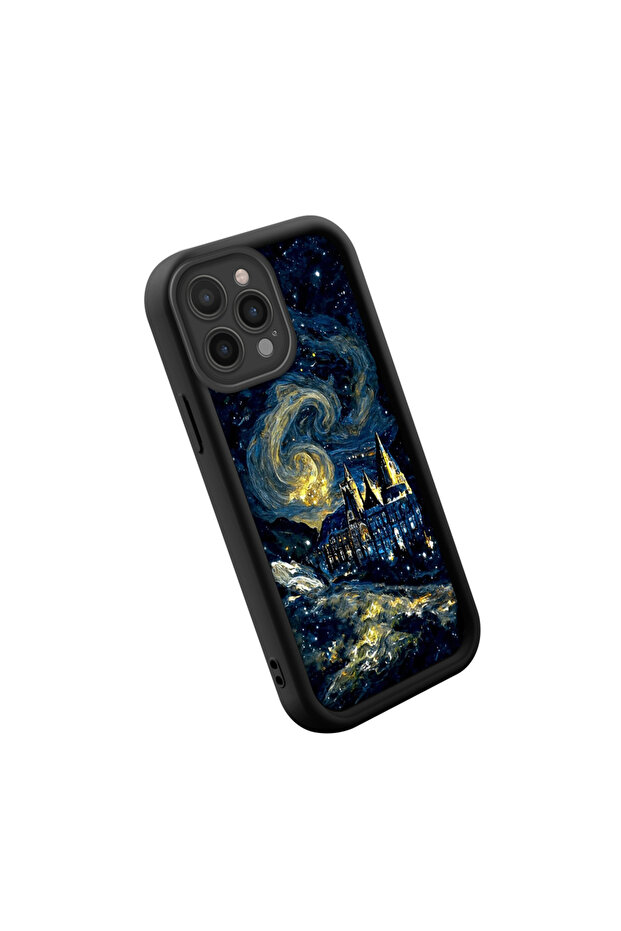 Charming Sky Pattern Black Silicone Case Compatible with iPhone 14 Pro - 3