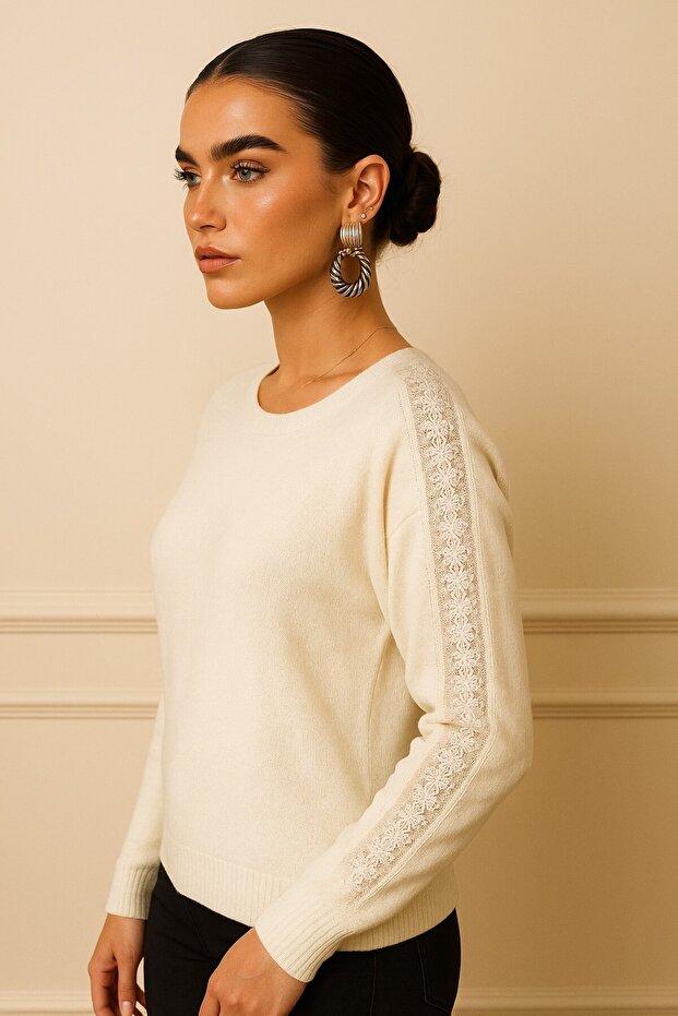 Balon Kollu Örme Kazak - 4