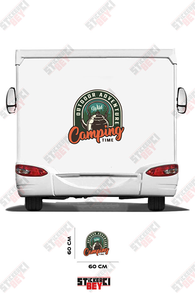 Wild Camping Time Written Tree Visual Caravan Sticker Decoration