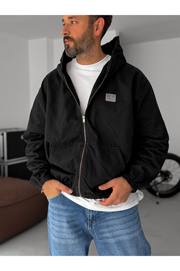 Siyah Kapüşonlu Kot Sweatshirt JJ-139 - 1