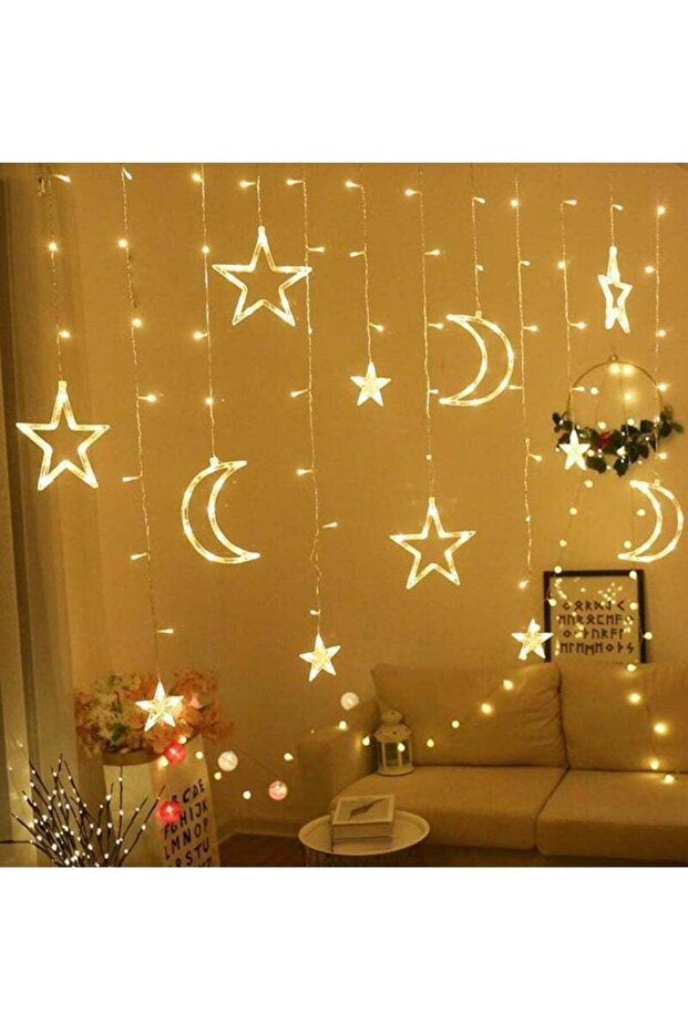 3.5M Ramadan Light For Home Decoration Star And Moon Shaped Led Light For Indoor Outdoor Decoration
