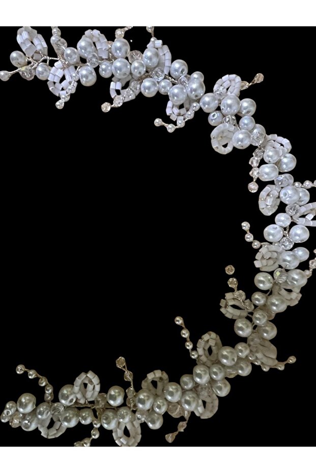 Hair Bridal Crown with Beads and Stones