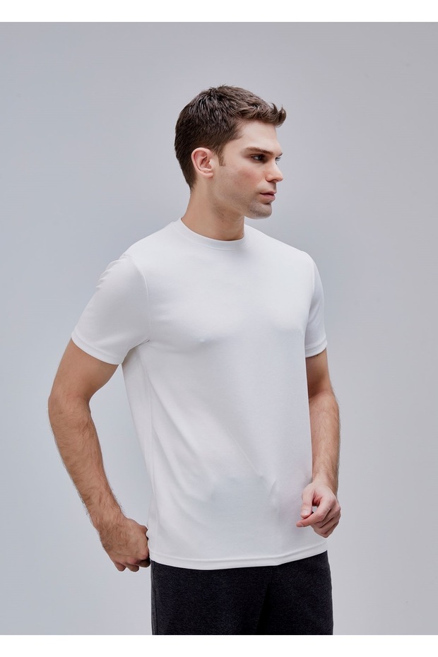 Beyaz Renk Basic Modal Tshirt - 2