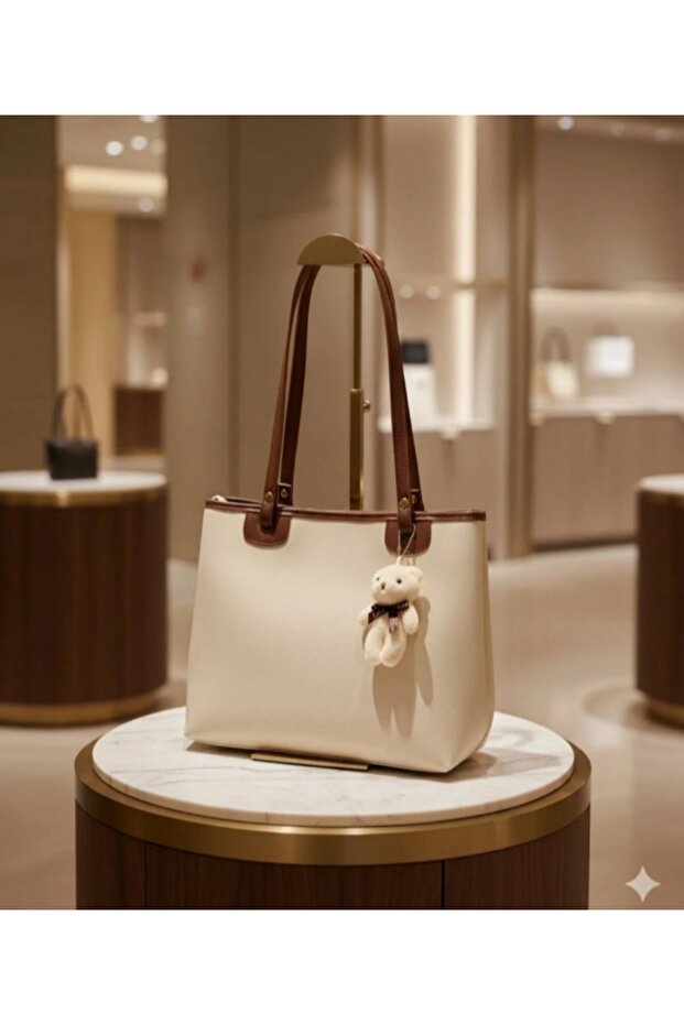 Krem ayıcıklı çanta - 2