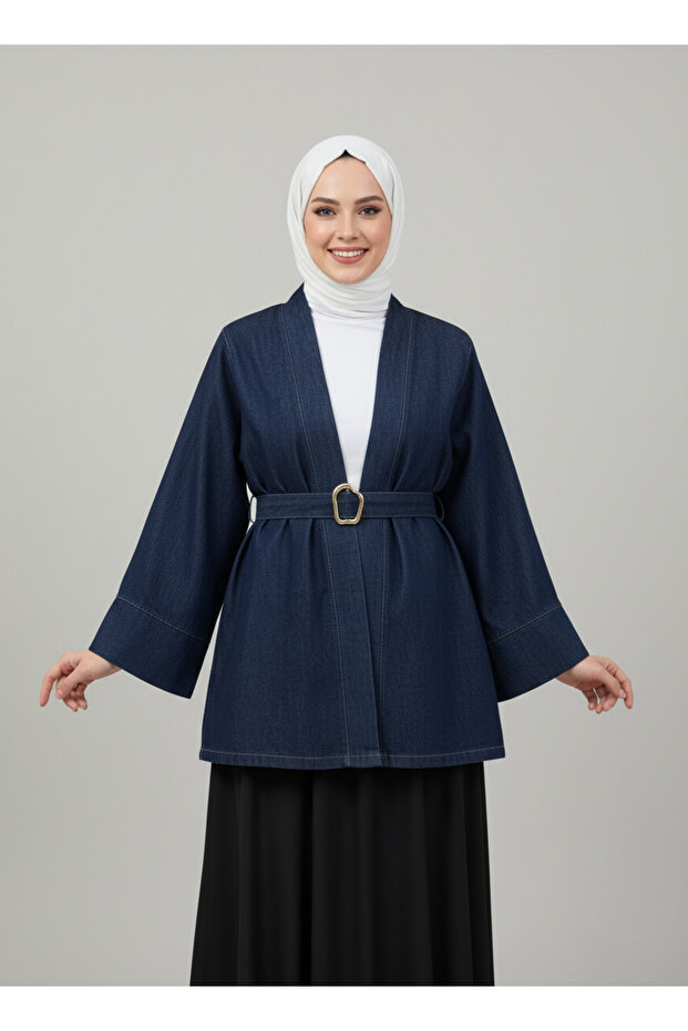 Rosita Wide Cuff Denim Jacket-As1772 Navy Blue