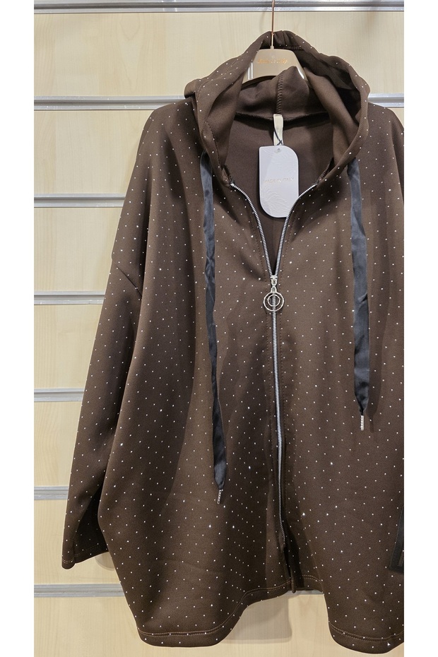 Stone Printed Jacket Hooded Oversized - 2