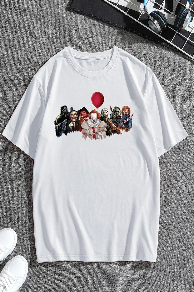 Horror Characters Printed Unisex Oversize Tshirt