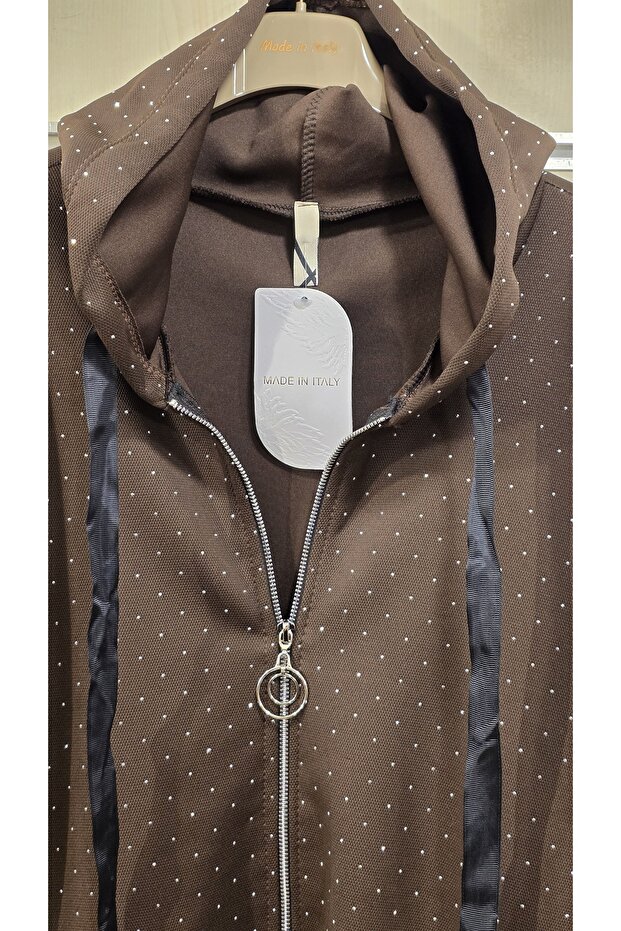 Stone Printed Jacket Hooded Oversized - 3