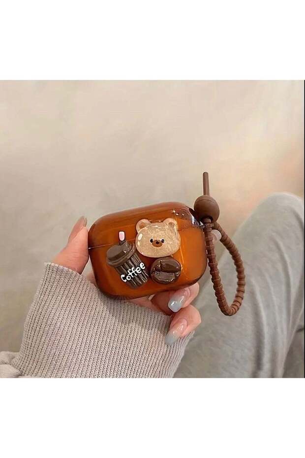 AirPods 3 Cute Bear-Themed Caramel Case with Keychain