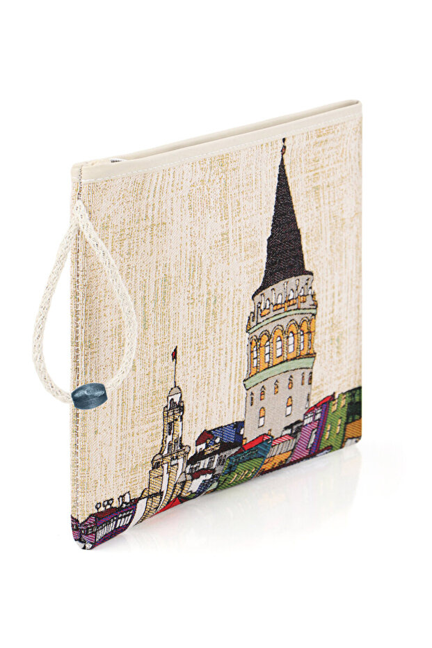 Galata Tower Pattern Tapestry Handbag - 2