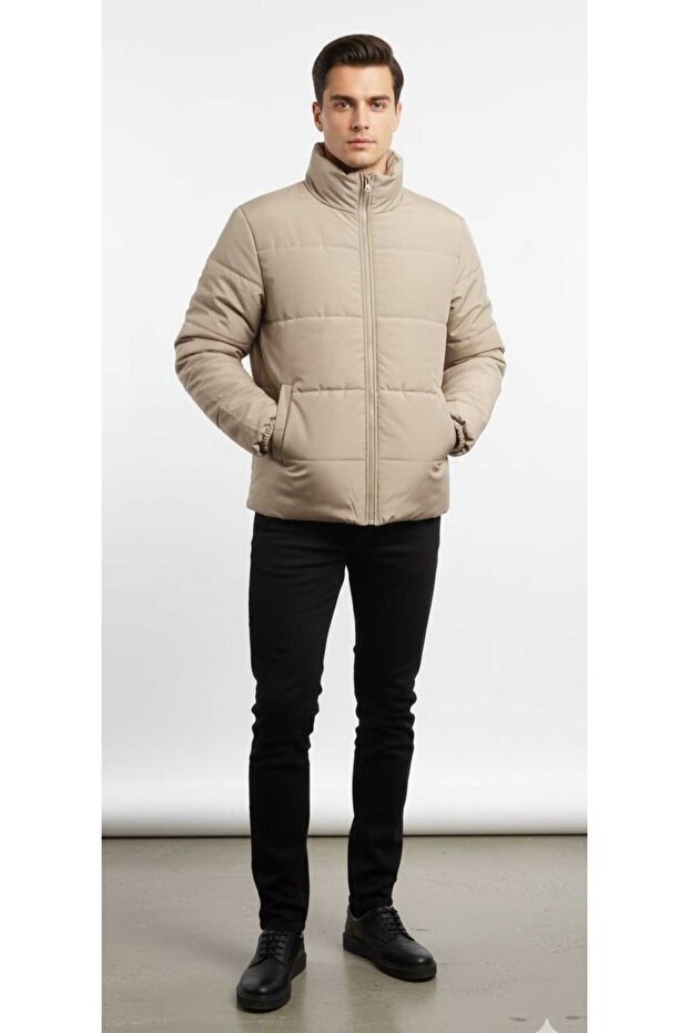 Fiber Filling Windproof Water-Repellent Fabric Keep Warm Ultra Light Standard Inflatable Men's Coat