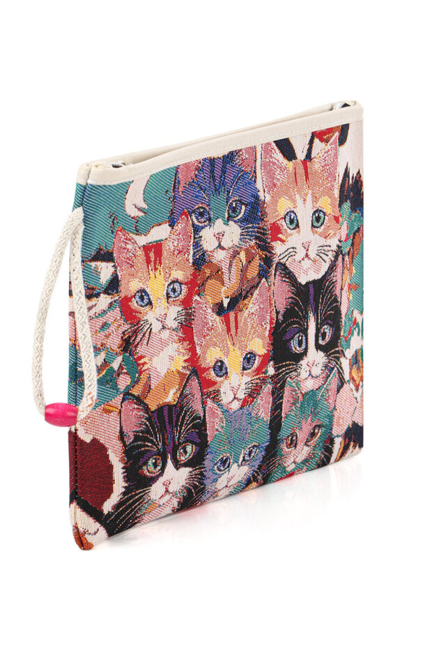 Cat Pattern Tapestry Handbag - 2