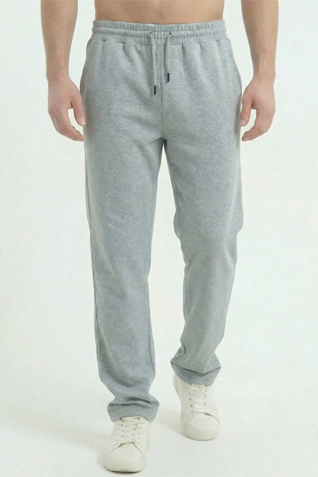Men's Gray Baggy Wide Leg Oversized Relaxed Fit 4 Season Sweatpants Wide Leg 2 Thread Full Fit