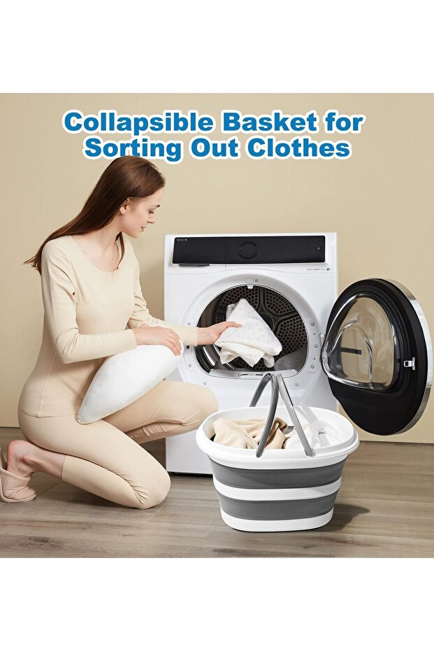 16L Collapsible Silicone Mop Bucket - Foldable, Space-Saving Portable Wash Basin