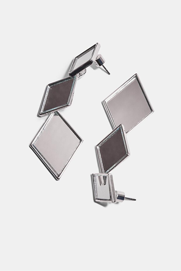 Baklava şeklinde kristal efektli küpe - 3