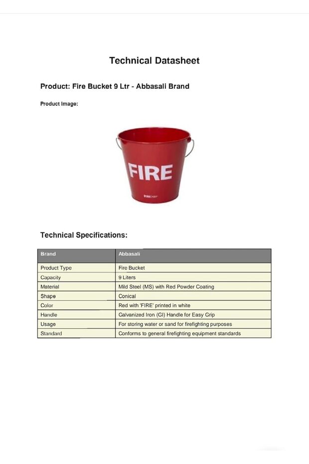Alloy Steel Safety Fire Bucket (9 L, Red)