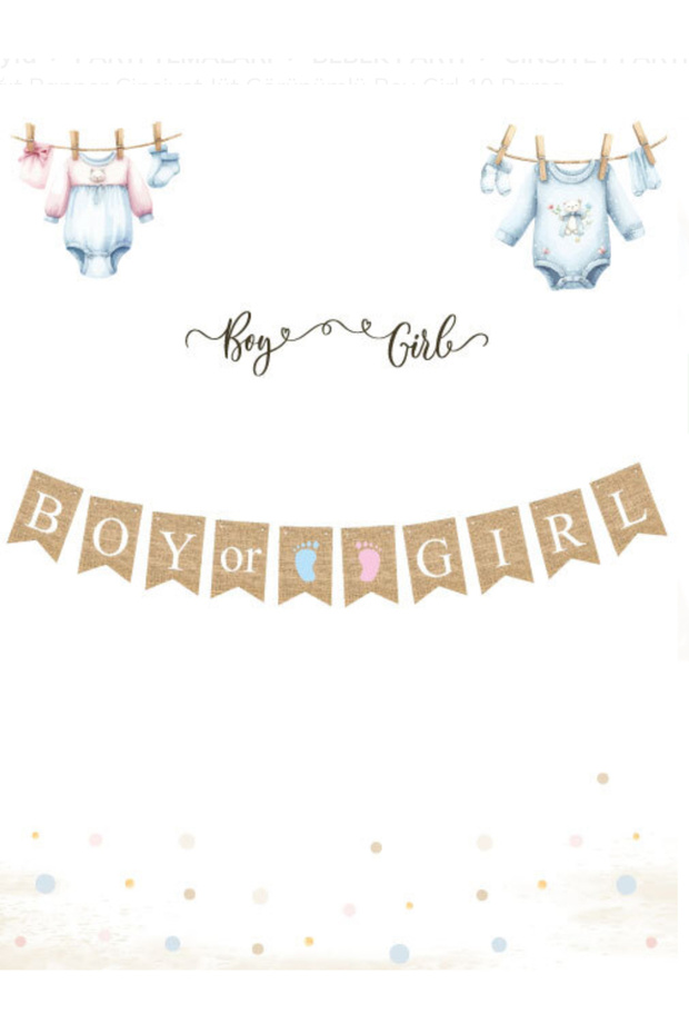 Paper Banner Gender Jute Look Boy Girl 10 Pieces
