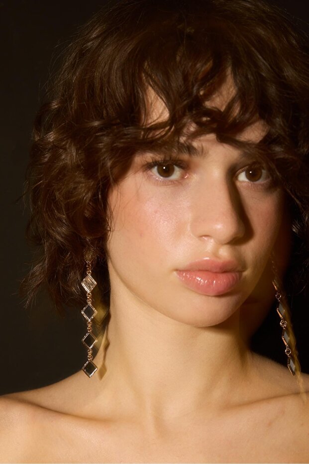 Uzun cam efektli küpe - 4