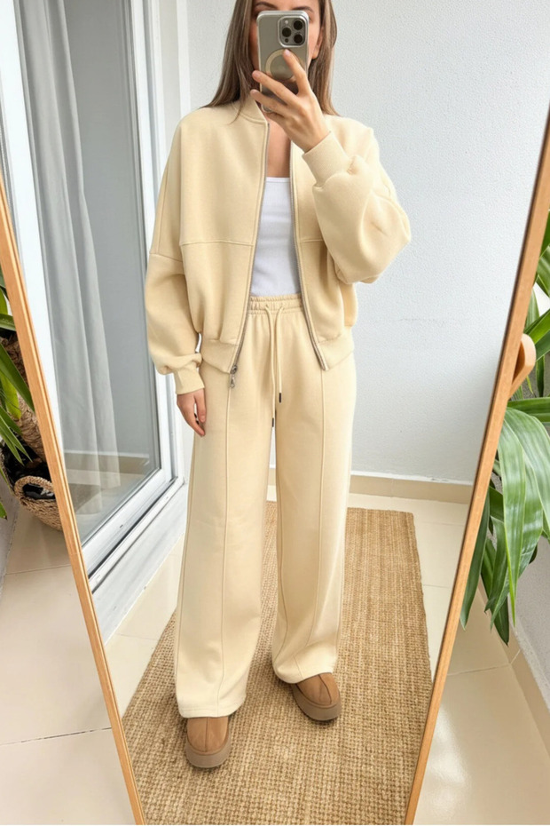 طقم سترة نسائية أساسية مريحة بثلاث خيوط - 2