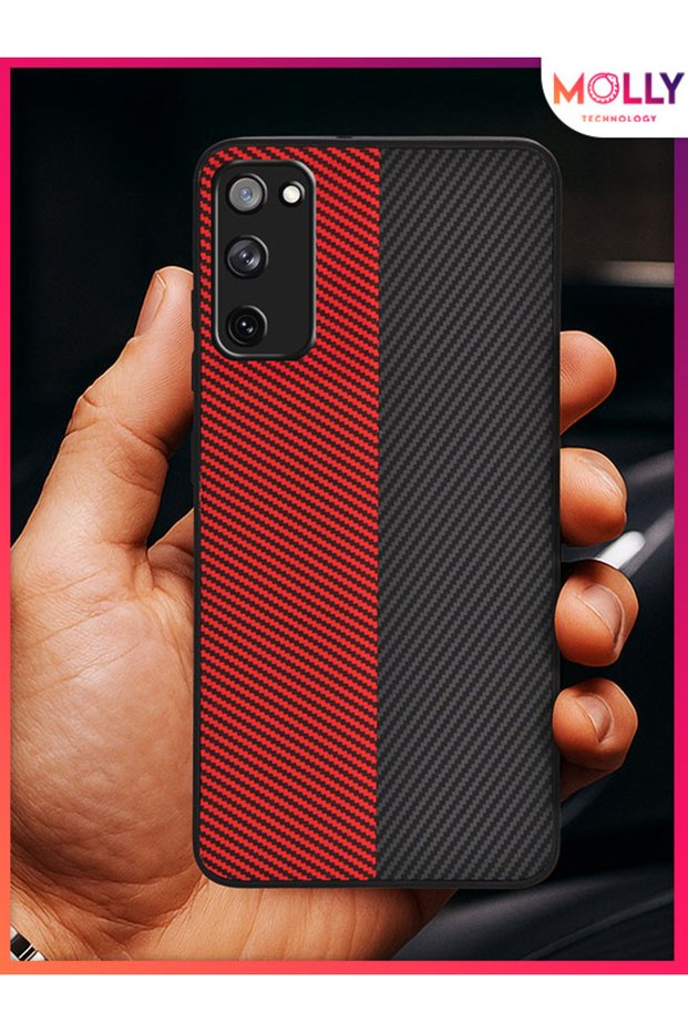 Red - Black Carbonsplit Silicone Case for Samsung Galaxy S20 Fe