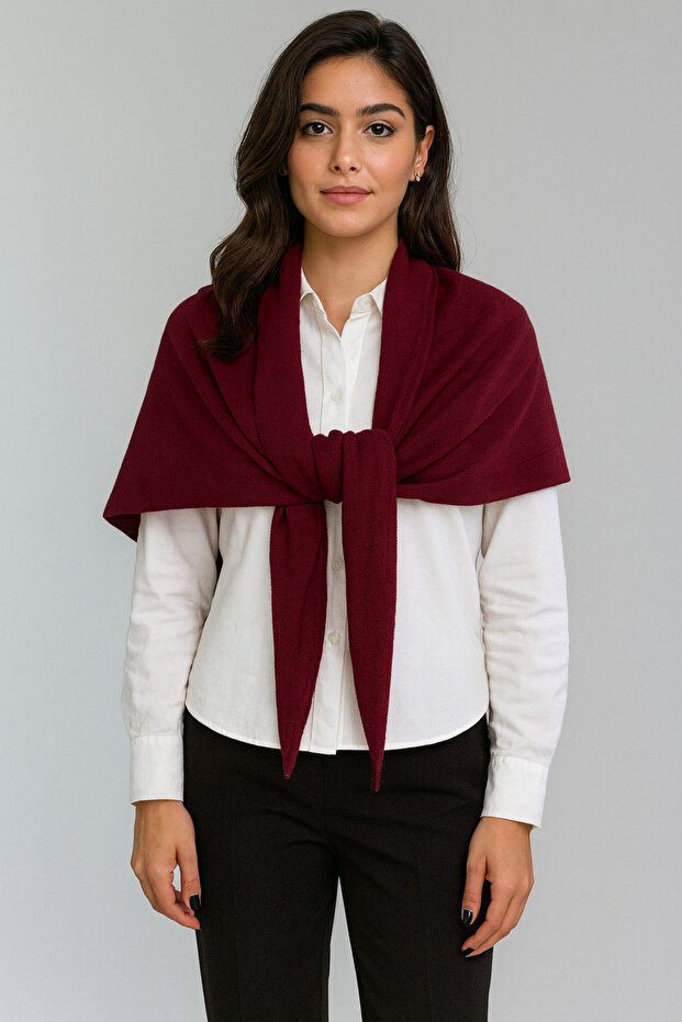 Tek Renk Triko Üçgen Şal - 3