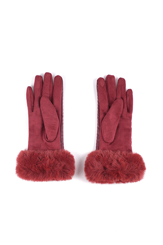 PU Deri Bileği Kürklü Eldiven W26ELD005 - 1