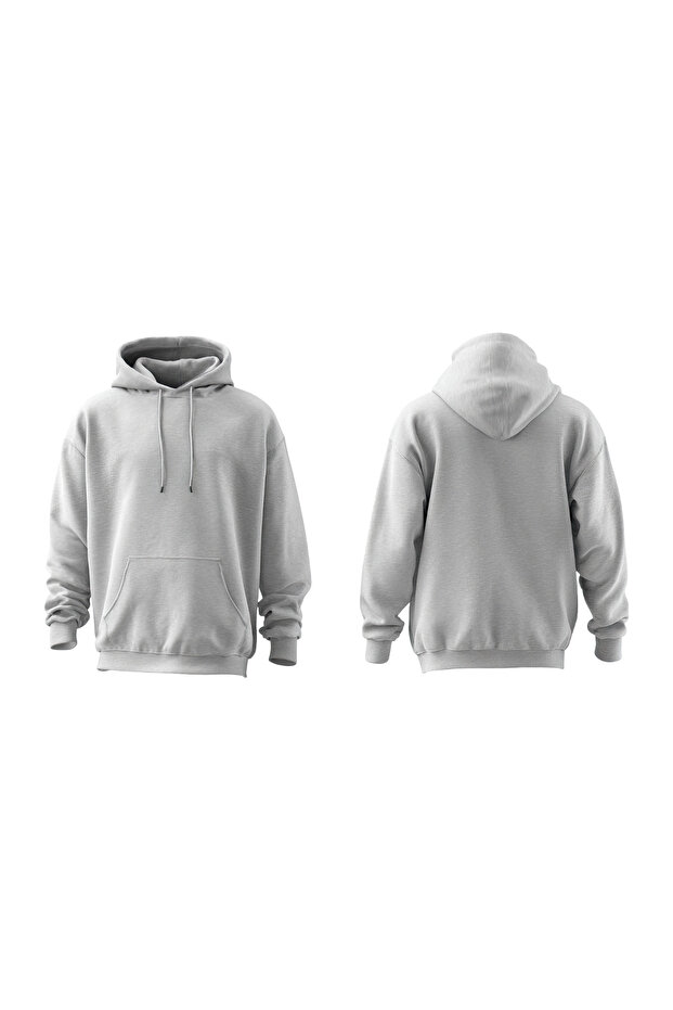 Unisex Basic Kapüşonlu Sweatshirt - 5