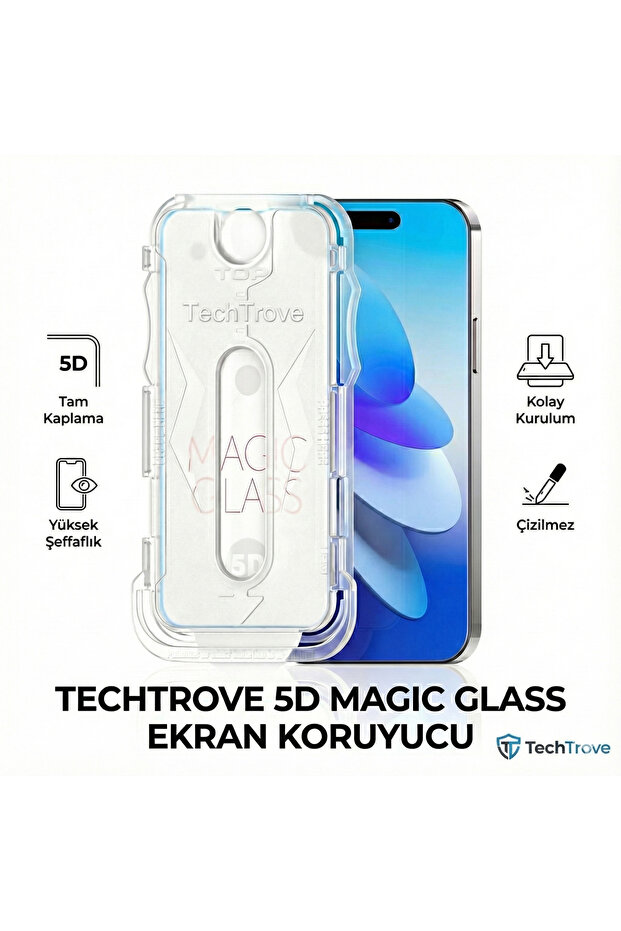 واقي الشاشة الزجاجي السحري 5D 5D من Apple iPhone 14 مع جهاز سهل الاستخدام