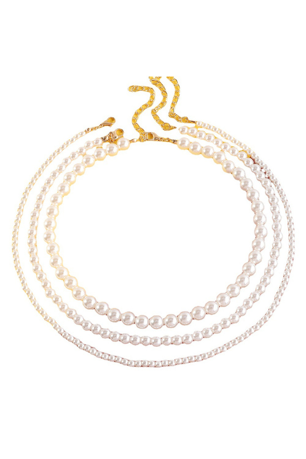 3pcs set 3Pcs/Set Multi-Layer Imitation Pearl Necklace Set for Girls Trendy Layered Choker Accessory