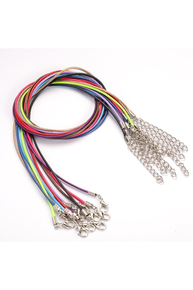 10pcs Multicolor 10pcs 45cm+5cm Lobster Clasp Leather String Cord Adjustable Braided Rope for Neckla