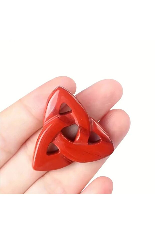 Red Natural Stone Lrish Knot Healing Cavring Tumble Ornament 1 Inch