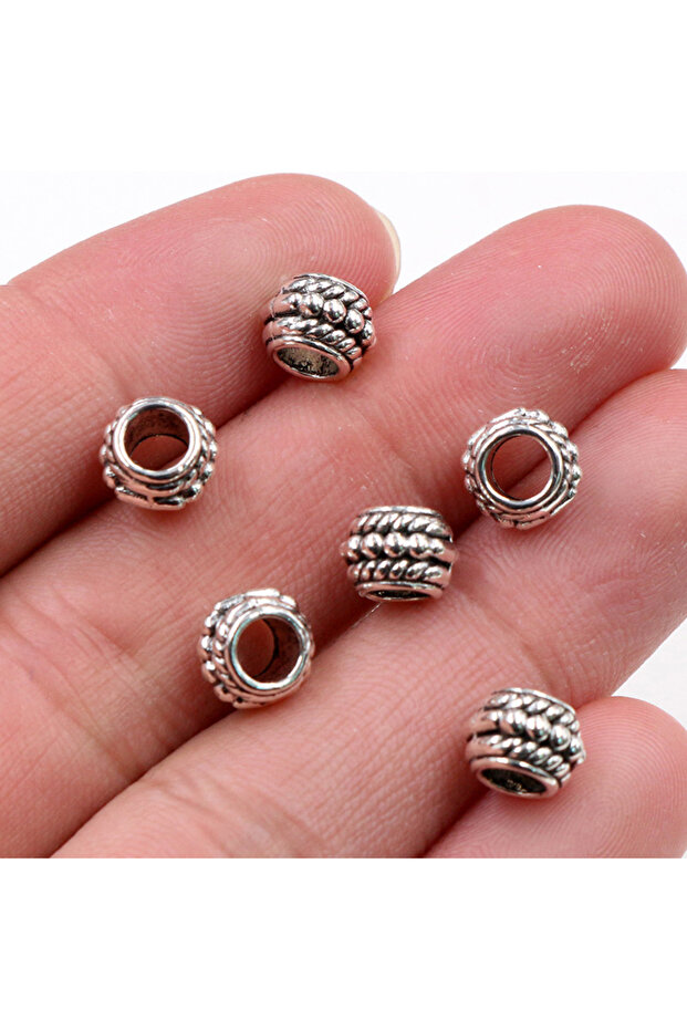 Antique Silver 8x6mm 30pcs Hole Size 3.7mm Antique Gold Bronze Silver Plated Ball Handmade Charms Pe