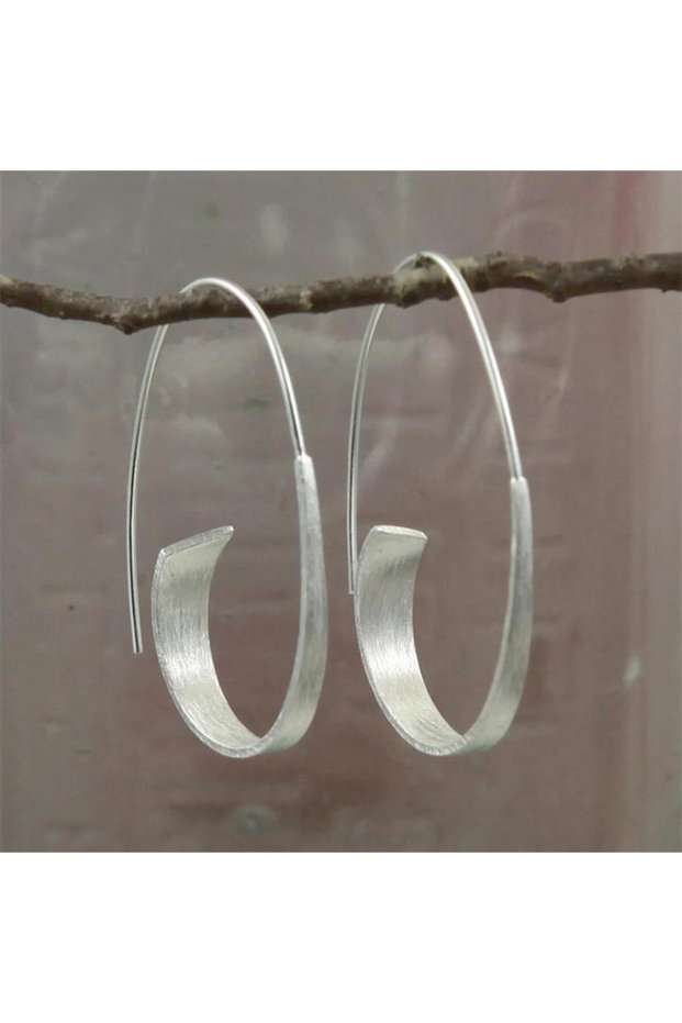 E1177-1 Minimalist Long Hook Spiral Hoop Earrings for Women Jewelry Fashion Gold Silver Color Geomet