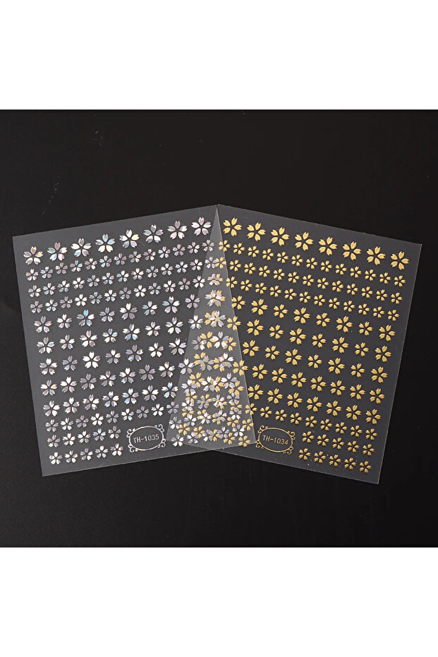 2pcsTH-1034-1035 Laser Sakura Flower 3D Nail Sticker Holographic Foils Decals Snake Star Heart Adhes
