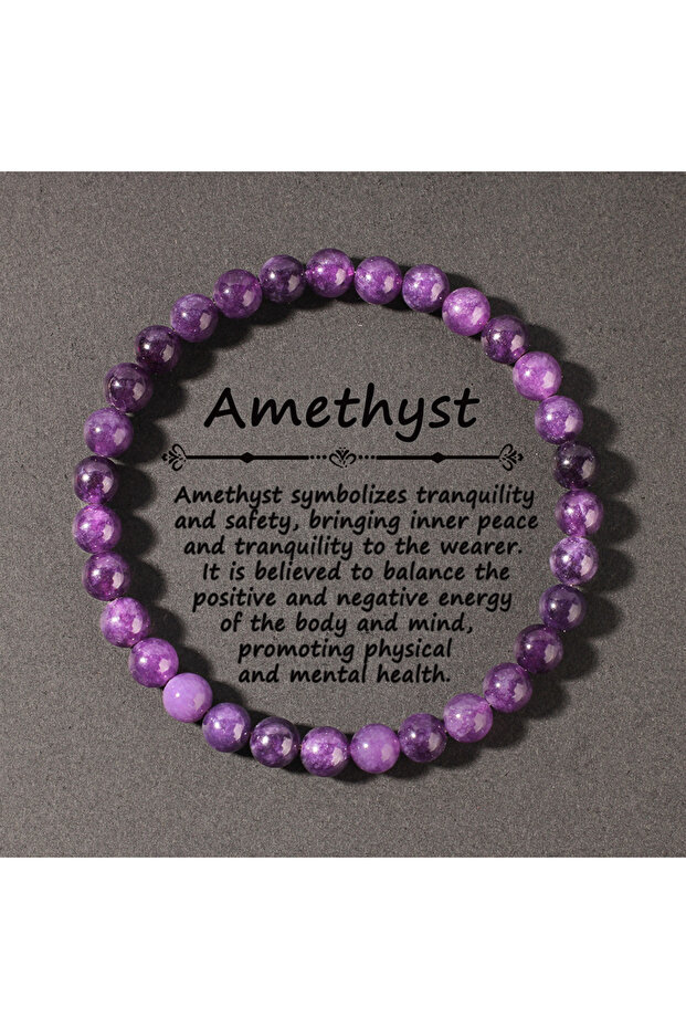 10mm Natural Stone Real Amethyst Beads Bracelets 6/8/10mm Smooth Round Beaded Bracelet Men Women Str