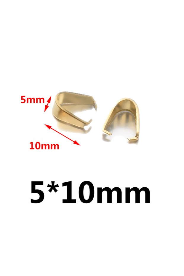 Gold 5x10 50pcs Stainless Steel Pinch Clip Clasp Bail Finish Necklace Pendant Claw Clasps Melon Seed