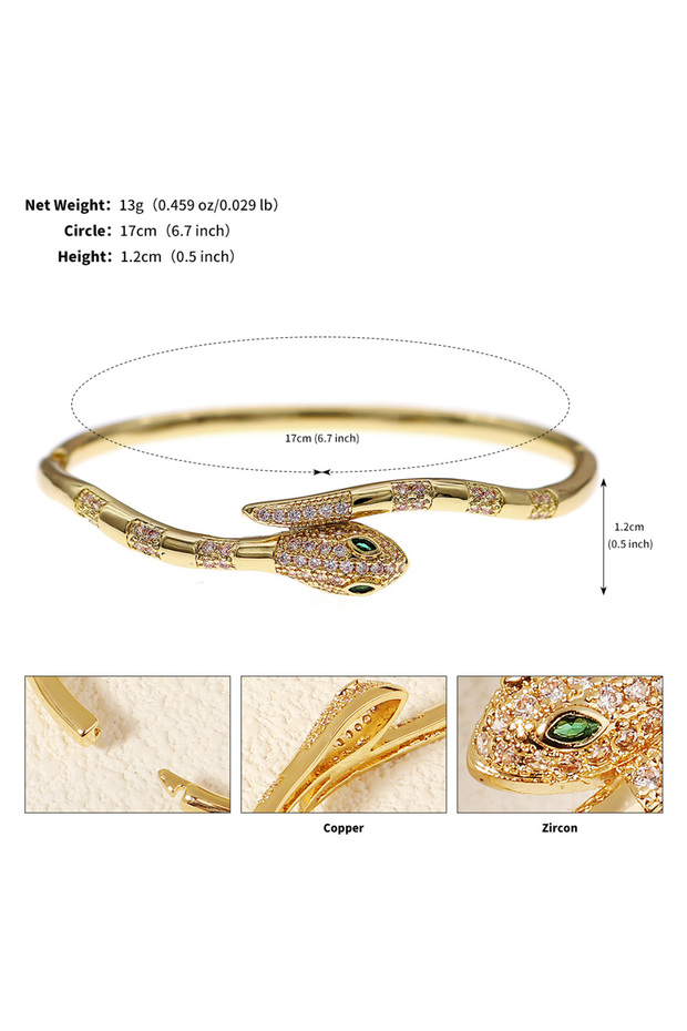 BS-J5521G Golden Snake Nail Women's Bracelets European and American Stainless Steel Fashion Bangle D