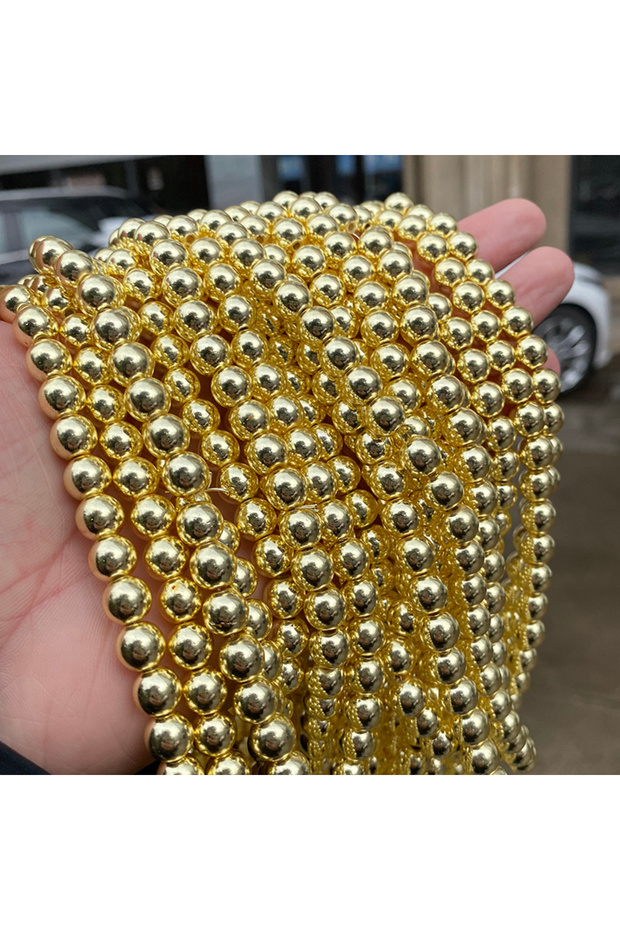approx 2mm 190pcs Golden Hematite 2 3 4 6 8 10mm Golden Plated Hematite Stone Round Loose Spacer Bea